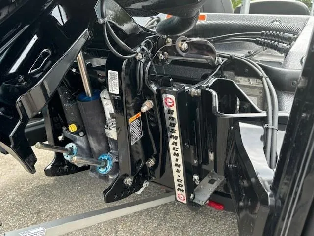 Slide: The Image of Close-up of 2023 Nitro Z21 XL boat engine components and wiring. - 44