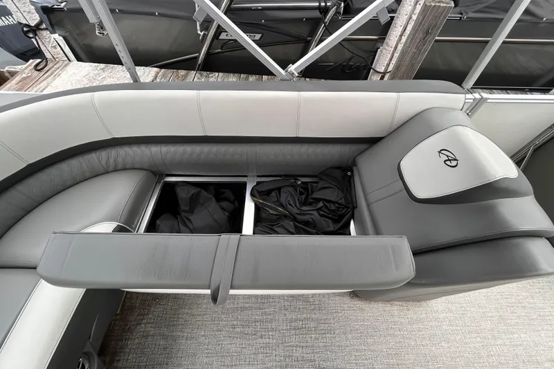 Slide: The Image of Avalon Catalina Cruise 25 boat interior with storage compartment, 2021 model. - 28