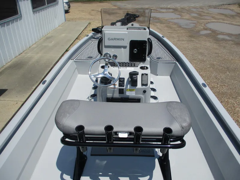 Slide: The Image of 2025 Avid 23 Mag boat interior with Garmin navigation system. - 9