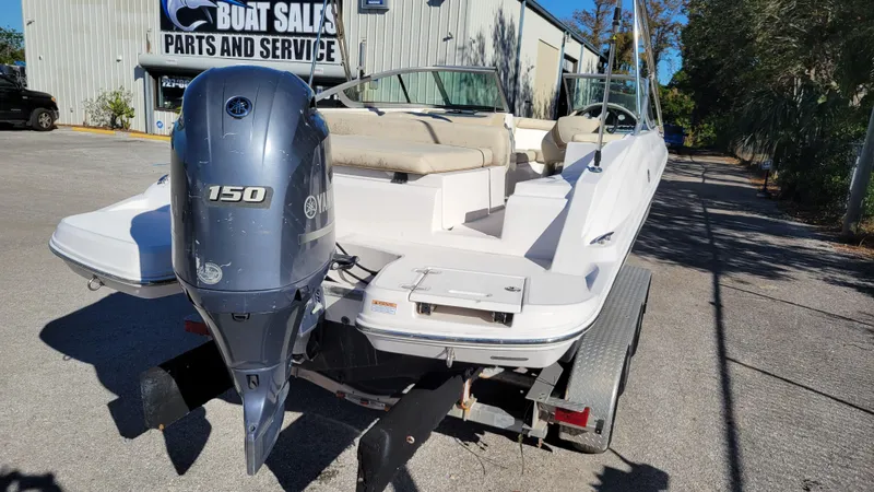Slide: The Image of 2020 Regal 21 OBX PROJECT boat with Yamaha 150 outboard motor on trailer. - 3