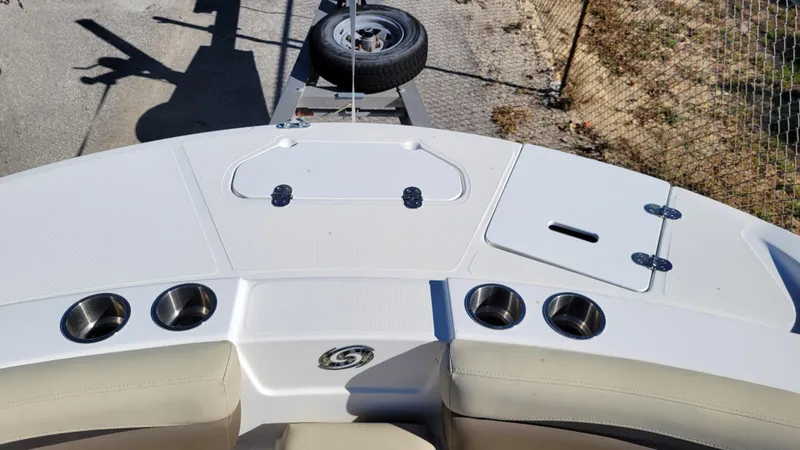 Slide: The Image of Hurricane SS 192RL PROJECT 2020 boat deck with cup holders and storage compartments. - 12