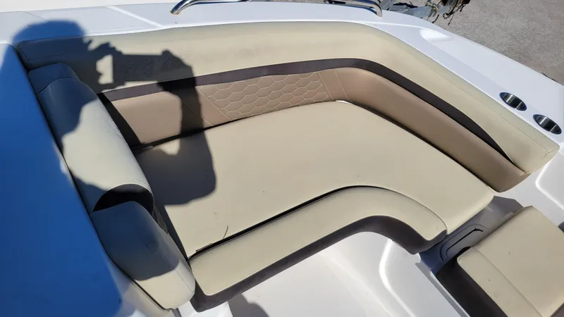 Slide: The Image of 2020 Hurricane SS 192RL PROJECT boat seating with beige upholstery and quilted design. - 8