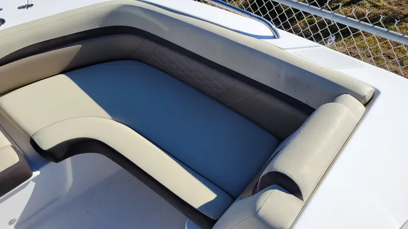 Slide: The Image of 2020 Hurricane SS 192RL PROJECT boat seating, beige and black upholstery. - 9