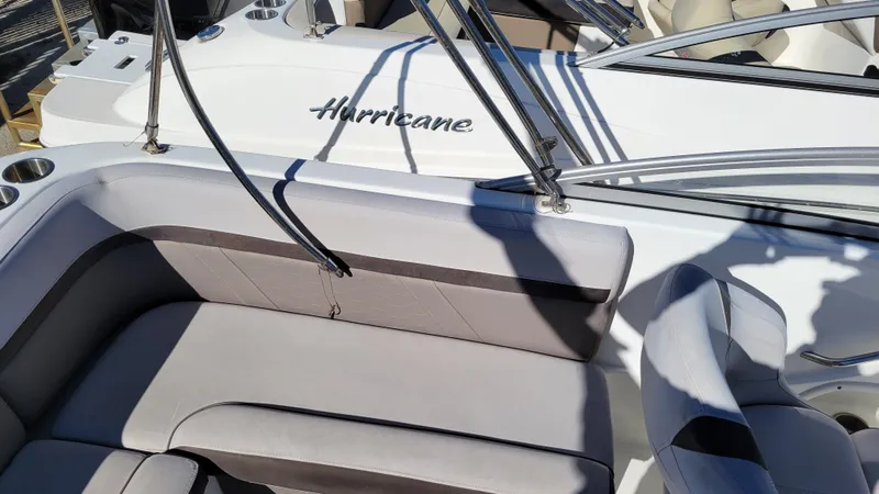 Slide: The Image of 2018 Hurricane SUNDECK 217 PROJECT boat with comfortable seating and sleek design. - 11