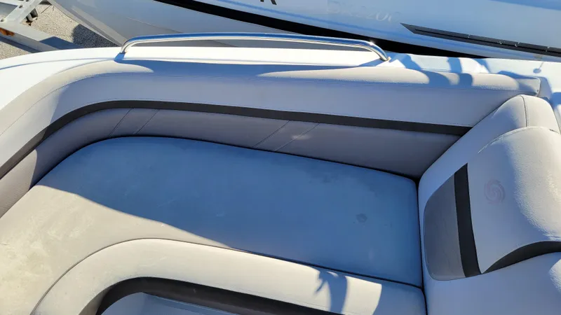 Slide: The Image of 2018 Hurricane SUNDECK 217 PROJECT boat seating area with cushioned upholstery. - 15