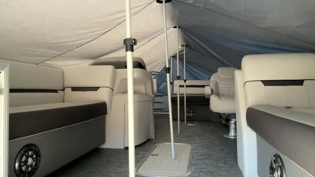 Slide: The Image of Interior of 2024 Godfrey Sweetwater 2286 SFL pontoon with spacious seating and canopy. - 3