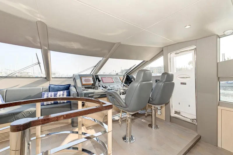 Slide: The Image of Luxurious Sunseeker 75 Yacht 2017 helm with modern controls and plush seating. - 32