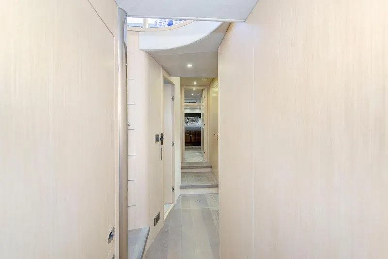 Slide: The Image of Interior hallway of 2017 Sunseeker 75 Yacht, featuring modern design and lighting. - 37