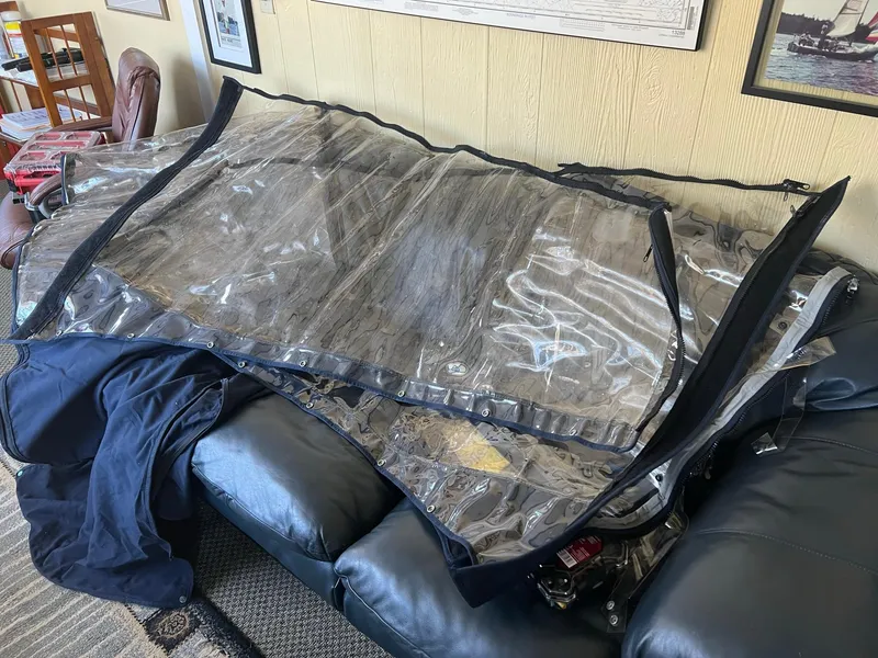 Slide: The Image of Clear boat cover on couch, Grady-White Voyager 268, 1998 model. - 11