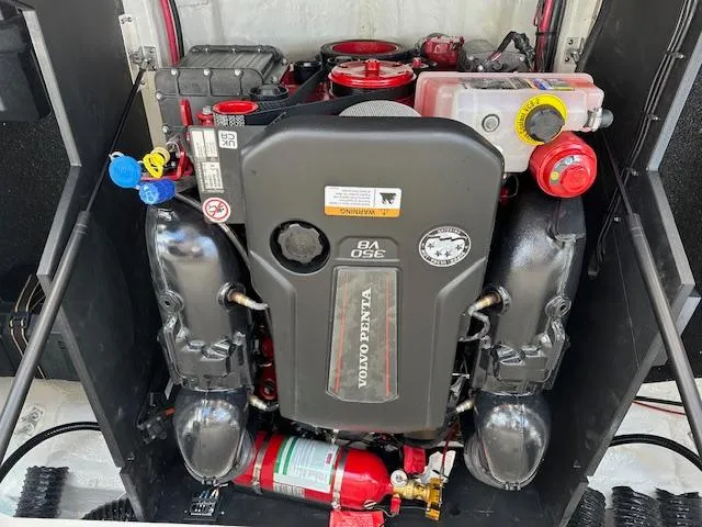 Slide: The Image of Engine compartment of 2025 Regal LS4 boat with Volvo Penta V8 engine. - 26