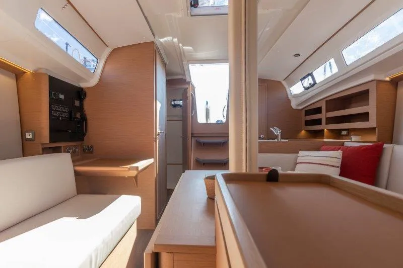Slide: The Image of Interior of 2025 Jeanneau 380 sailboat, featuring modern design and comfortable seating. - 49