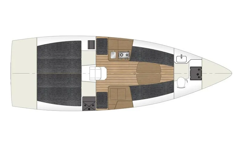 Slide: The Image of Top view layout of 2025 Jeanneau Sun Fast 3300 sailboat interior. - 38