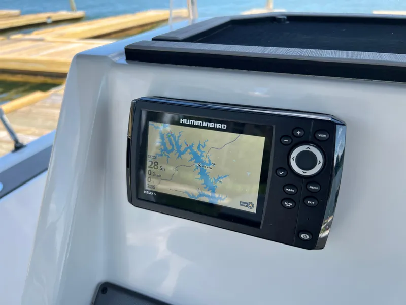 Slide: The Image of Humminbird fish finder on 2024 Starcraft SVX 211 OB CC boat console. - 11