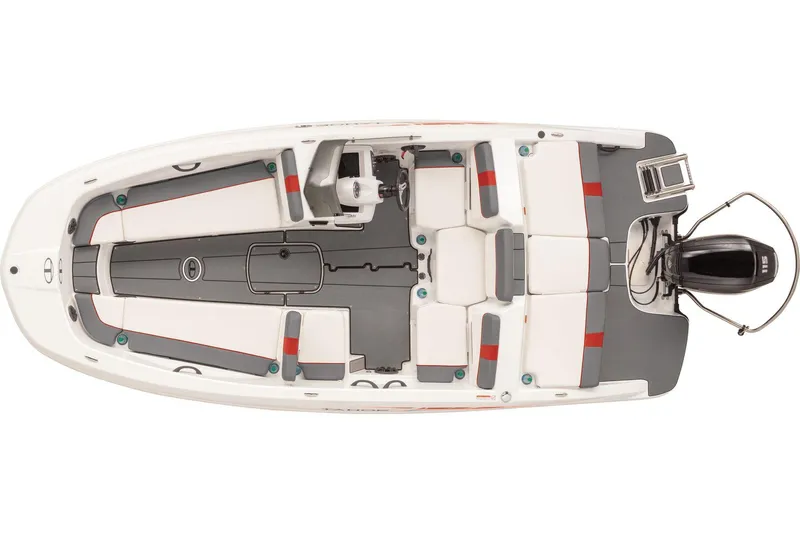 Slide: The Image of 2024 Tahoe T18 boat interior, top view, showcasing seating and layout design. - 9