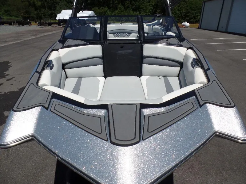 Slide: The Image of 2019 Axis A24 boat with sleek silver design and spacious seating. - 16