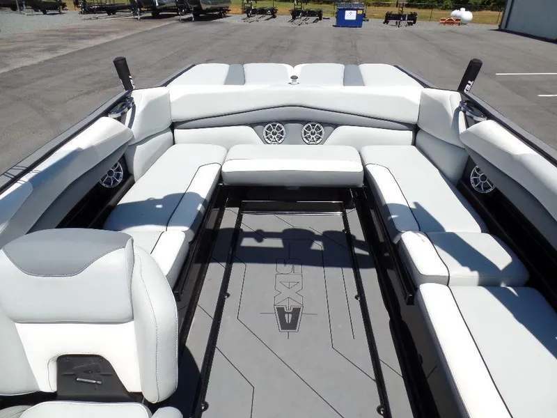 Slide: The Image of 2019 Axis A24 boat interior with spacious seating and modern design. - 9