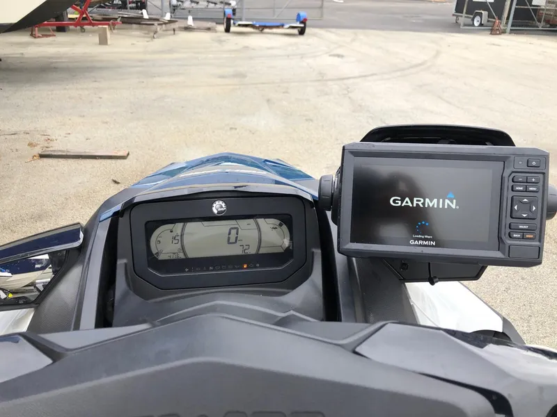 Slide: The Image of 2021 Sea-Doo FISH PRO 170 dashboard with Garmin GPS display. - 5