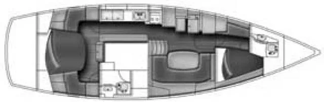 Slide: The Image of Floor plan of 2003 Beneteau 42CC Oceanis Clipper sailboat, showing interior layout. - 38