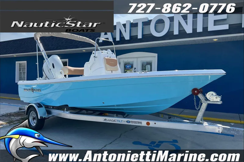 The Image of 2025 NauticStar 194 Bay boat on trailer at Antonietti Marine dealership. - 0