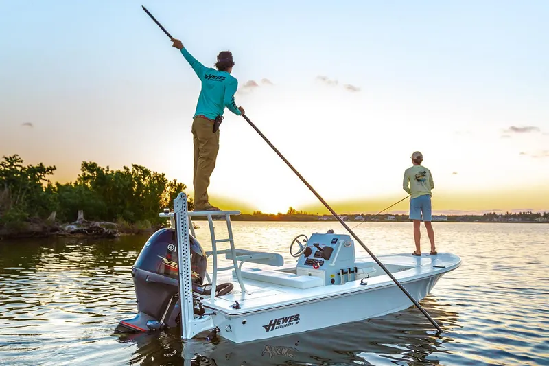 Slide: The Image of 2025 Hewes Redfisher 16 boat displayed at Palmetto Boat Sales in Charleston. - 16