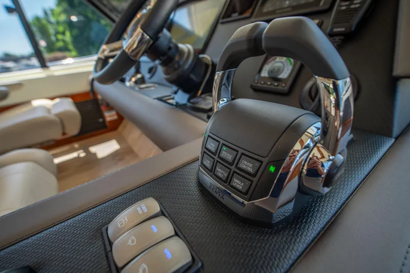 Slide: The Image of 2020 Riviera 525 SUV helm with advanced controls and luxurious interior. - 23