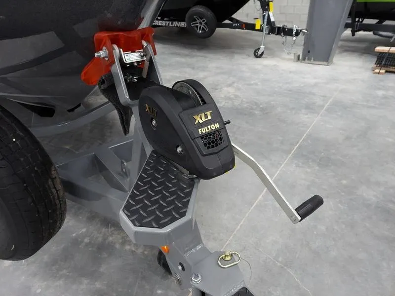 Slide: The Image of 2023 MasterCraft XT23 trailer with Fulton XLT winch on diamond plate step. - 5