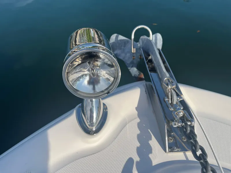 Slide: The Image of Close-up of 2008 Sea Ray 340 Sundancer bow with anchor and spotlight. - 6
