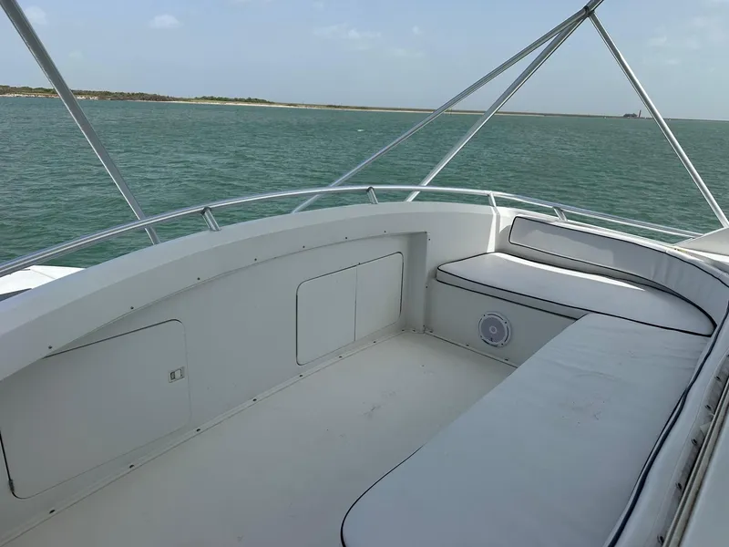 Slide: The Image of 1990 Bertram 50 Convertible yacht deck with ocean view. - 7