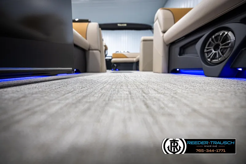 Slide: The Image of Luxurious interior of 2025 Tahoe SP Cr boat with modern seating and ambient lighting. - 41