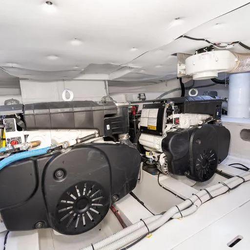 Slide: The Image of Engine room of 2023 Solaris Power 40 Open yacht, showcasing dual engines. - 33