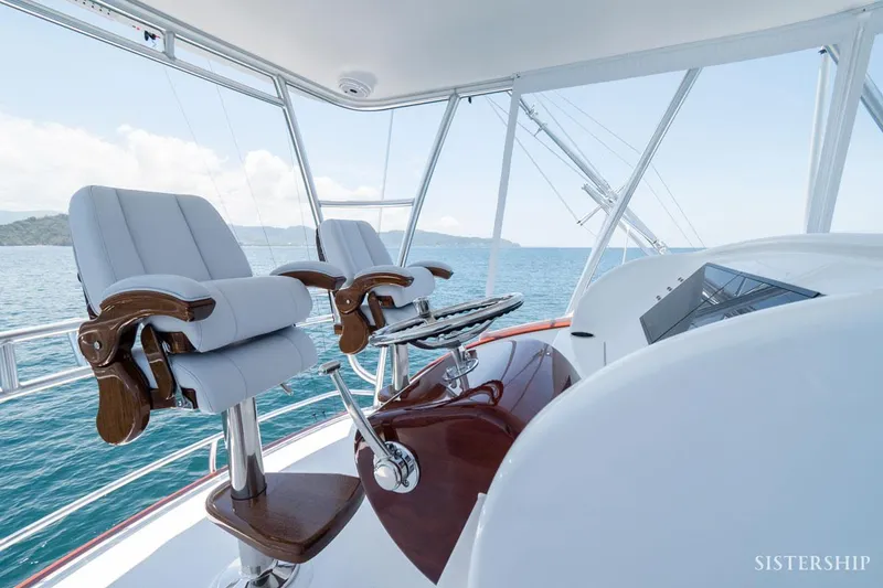 Slide: The Image of Luxurious 2025 Maverick Yachts Costa Rica 45 Sportfish helm with ocean view. - 9