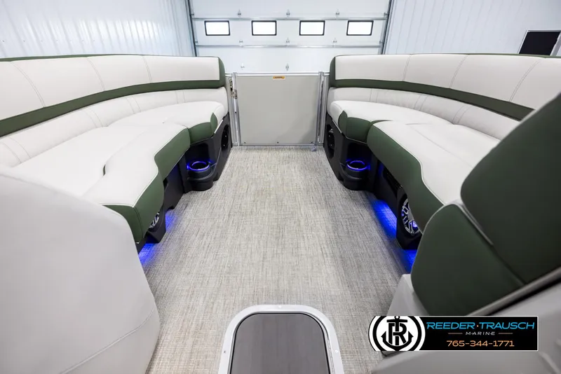 Slide: The Image of 2025 Avalon Catalina EL interior with plush seating and ambient lighting. - 19