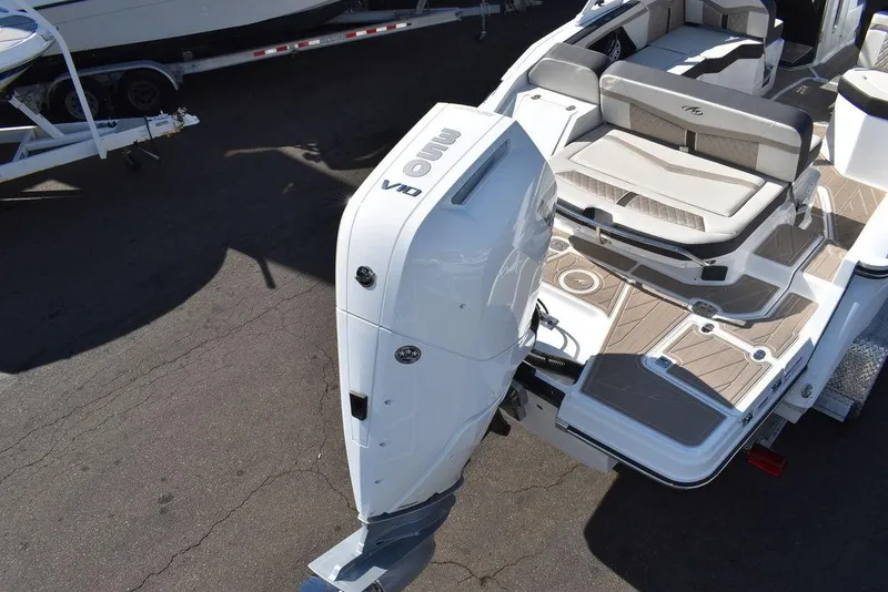 Slide: The Image of 2023 Monterey 255SS boat with powerful outboard motor and spacious seating. - 11
