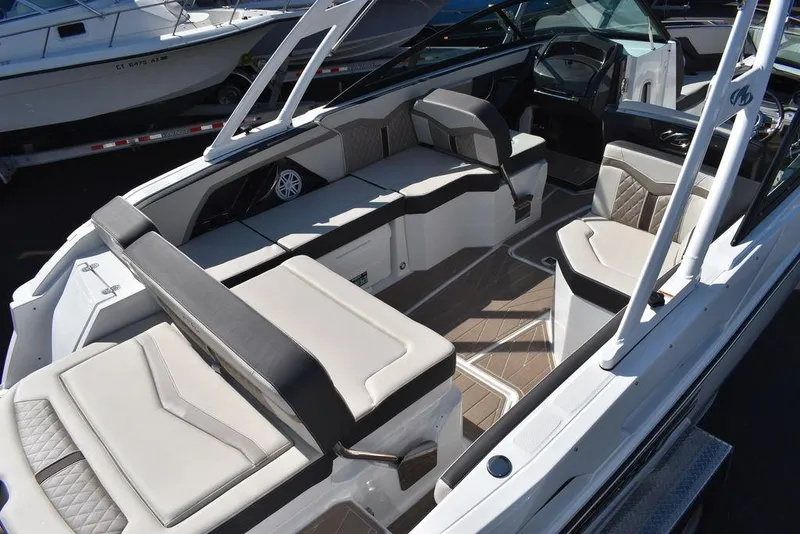 Slide: The Image of 2023 Monterey 255SS boat interior with spacious seating and modern design. - 17