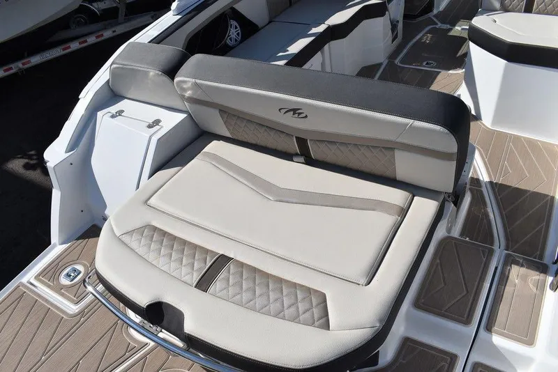 Slide: The Image of 2023 Monterey 255SS boat interior with luxurious seating and modern design. - 31
