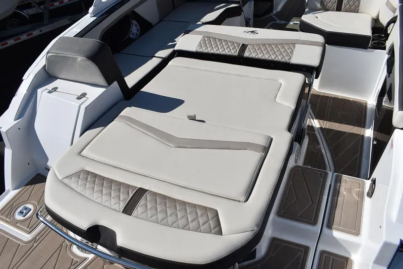 Slide: The Image of 2023 Monterey 255SS boat interior with luxurious seating and modern design. - 33