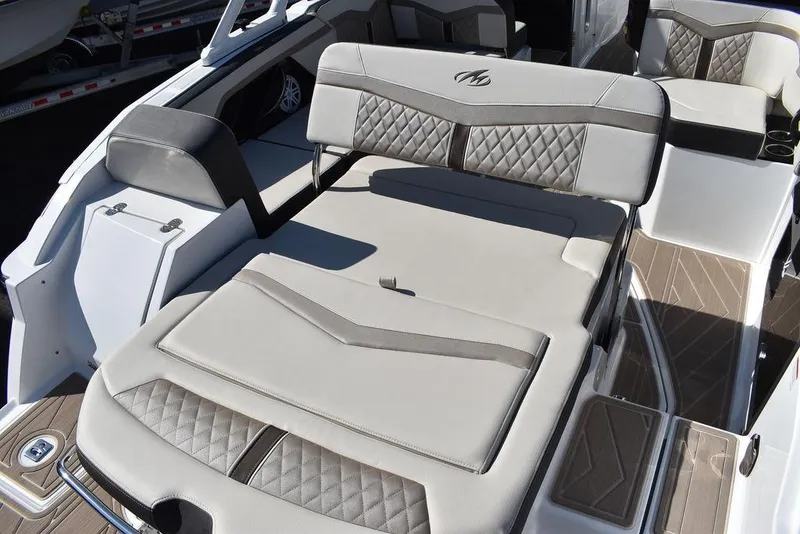 Slide: The Image of 2023 Monterey 255SS boat interior with luxurious seating and stylish design. - 34