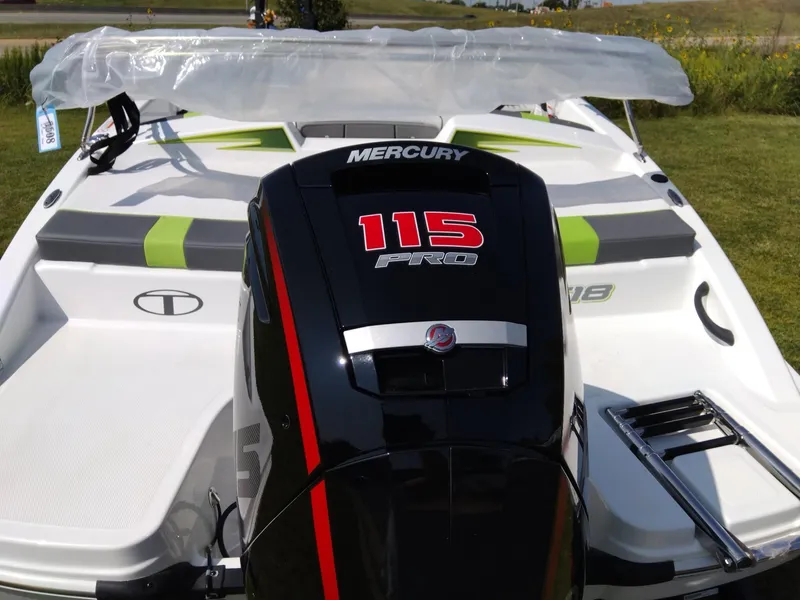Slide: The Image of 2024 Tahoe T18 boat with Mercury 115 Pro outboard motor. - 7