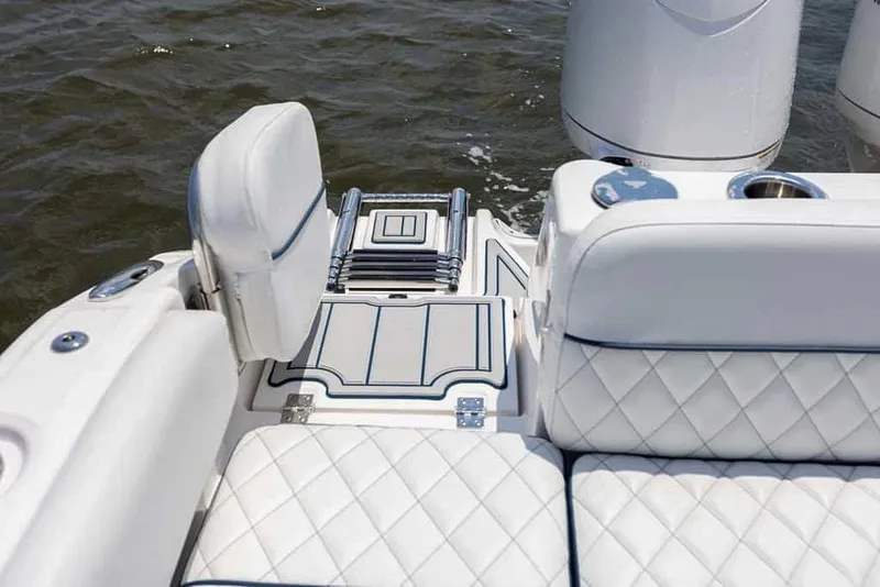 Slide: The Image of Luxurious seating on 2025 Sea Fox 268 Traveler boat with quilted upholstery. - 33