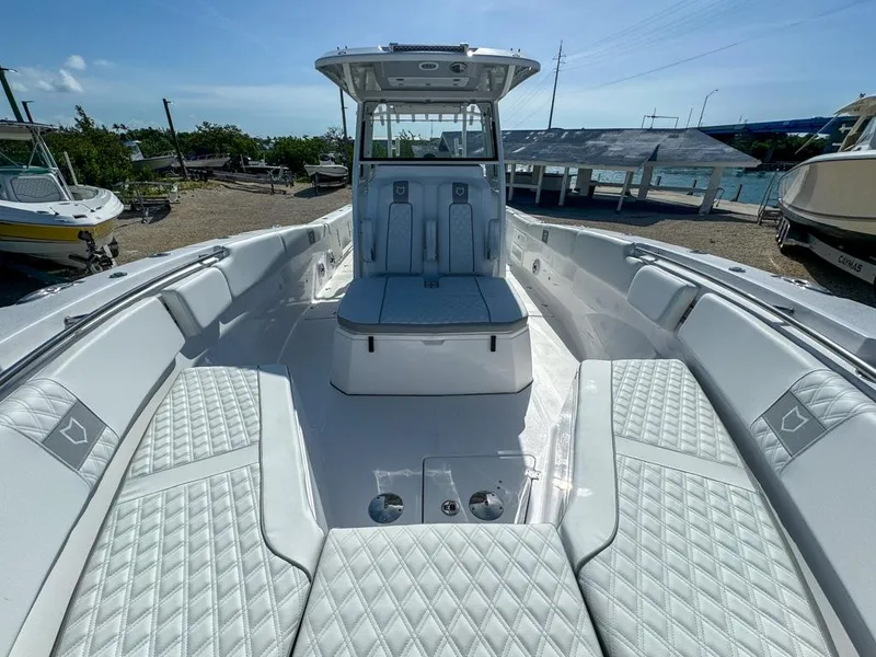 Slide: The Image of 2025 Sea Fox 328 Commander boat with spacious seating and modern design. - 21