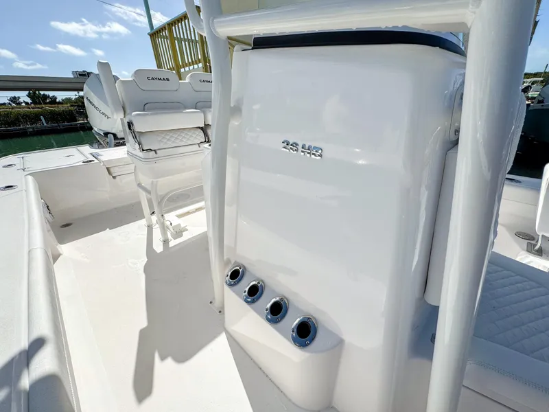 Slide: The Image of 2024 Caymas 26 HB boat interior with seating and control panel. - 20