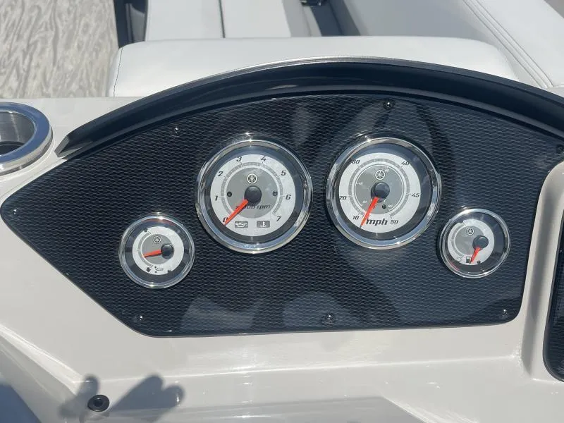 Slide: The Image of Dashboard of 2025 G3 SunCatcher V322 RC boat with speedometer and gauges. - 13