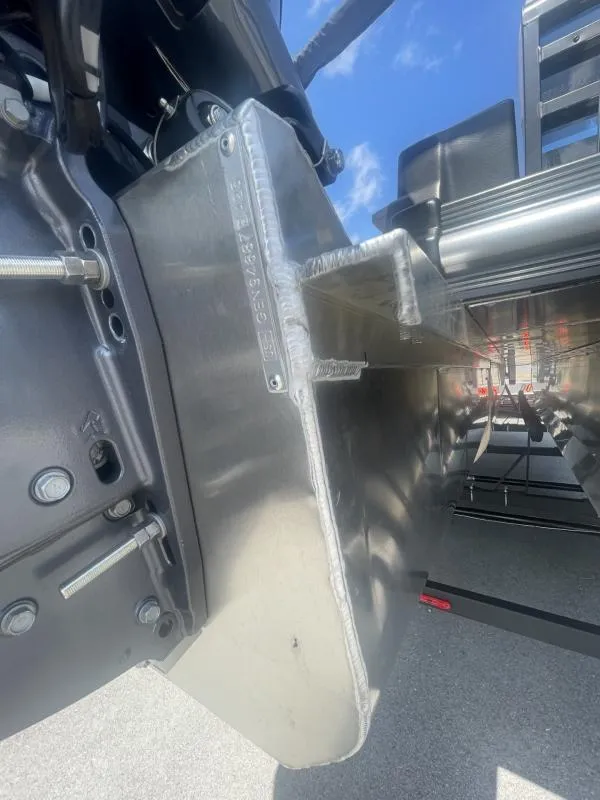 Slide: The Image of Close-up of 2025 G3 SunCatcher V322 RC boat undercarriage, showcasing metal components and structure. - 21