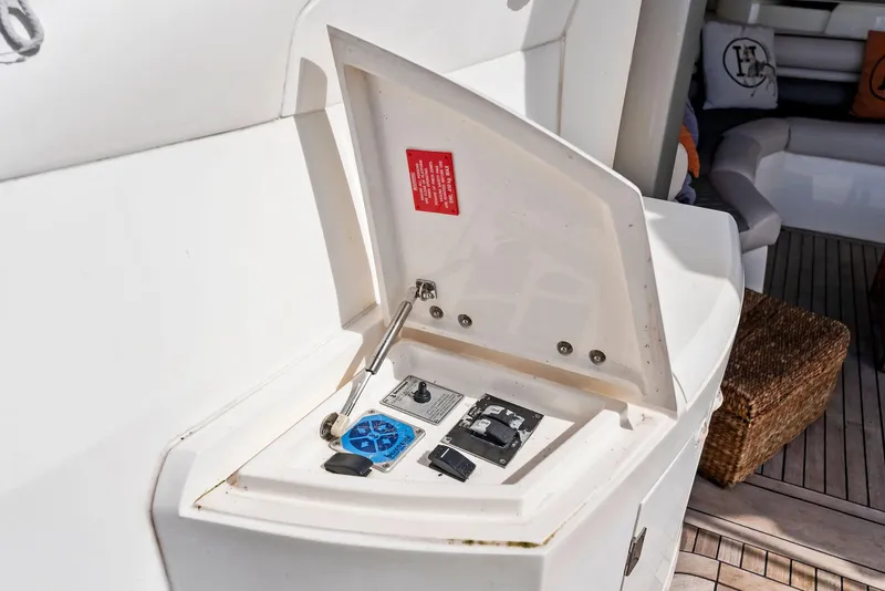 Slide: The Image of Control panel on 2001 Sunseeker Predator 75 yacht deck. - 16