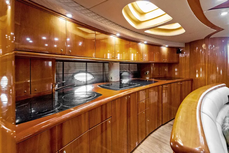 Slide: The Image of Luxurious wooden kitchen interior of 2001 Sunseeker Predator 75 yacht. - 28