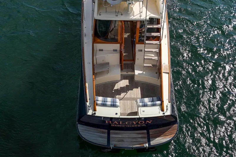 Slide: The Image of Aerial view of 2006 Hinckley Talaria 44 FB yacht on water. - 7