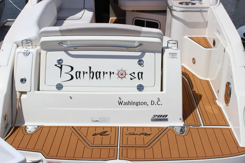 Slide: The Image of 2012 Sea Ray 280 Sundancer boat with teak deck, named Barbarrosa, docked in Washington, D.C. - 3