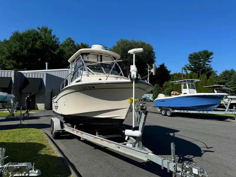Slide: The Image of 2009 Grady-White 228 Seafarer boat on trailer in outdoor lot. - 5