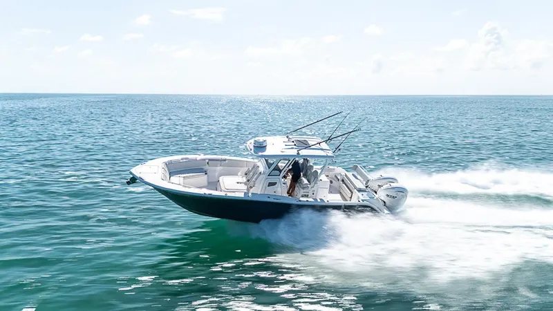 Slide: The Image of 2024 Sea Fox 328 Commander cruising swiftly on open ocean waters. - 3