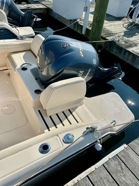 Slide: The Image of 2024 Grady-White Fisherman 216 boat with Yamaha 250 engine at dock. - 4